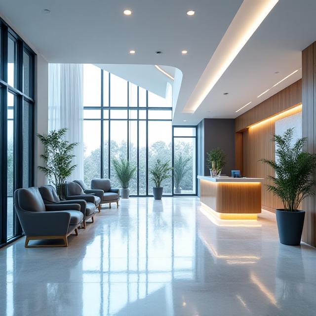 Modern office building lobby